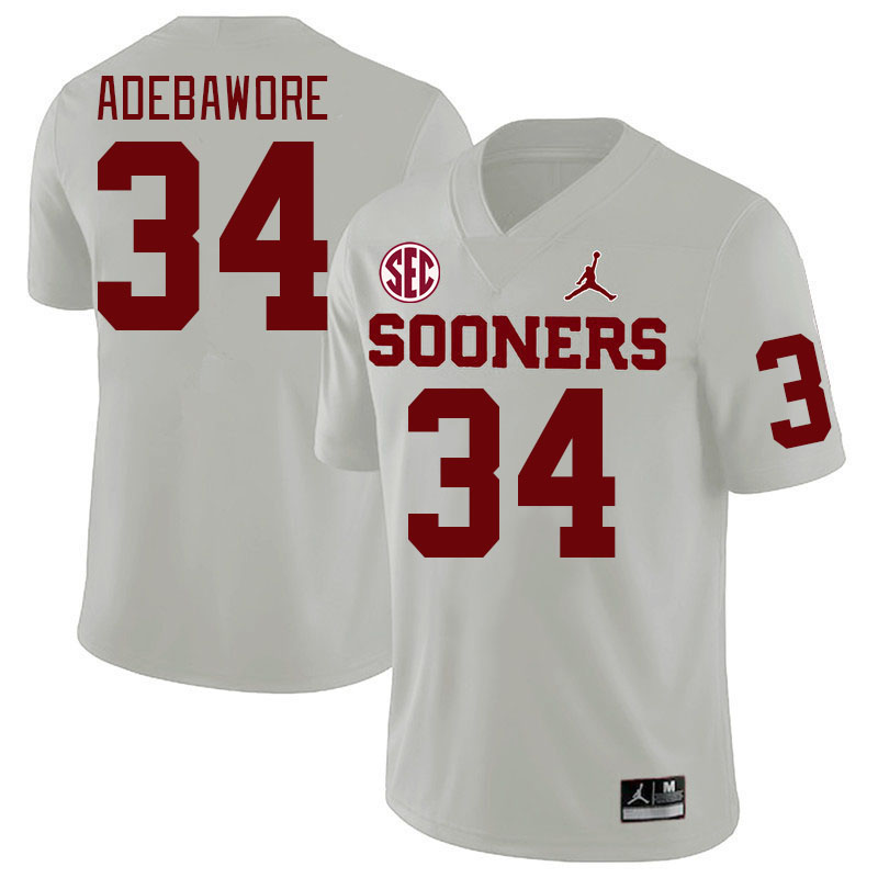 Men #34 Adepoju Adebawore Oklahoma Sooners 2024 SEC Conference College Football Jerseys-White